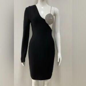 Women’s Glam Black One-Shoulder Dress